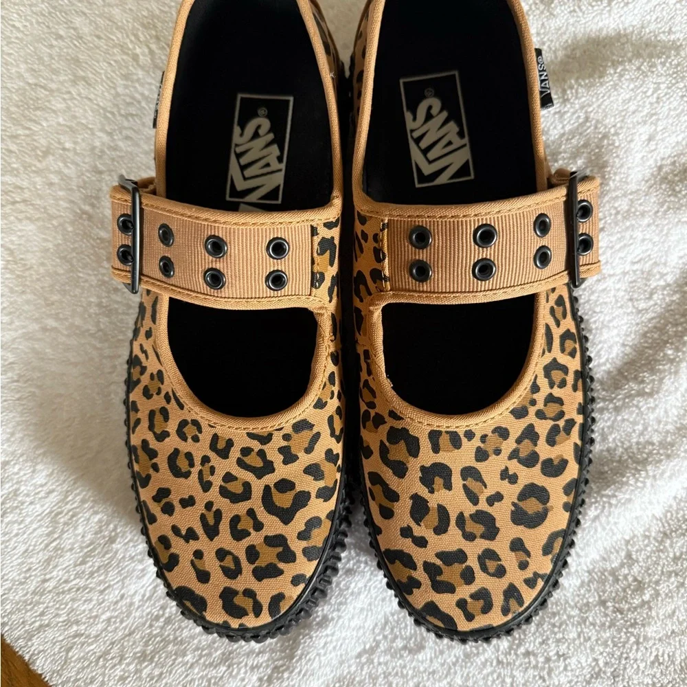 Vans Mary Jane Creeper Shoe Grunge Core Tan Leopard - Picture 2 of 7